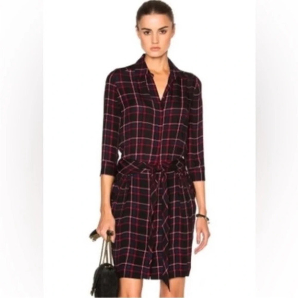 L’Agence Kendall silk plaid mini dress